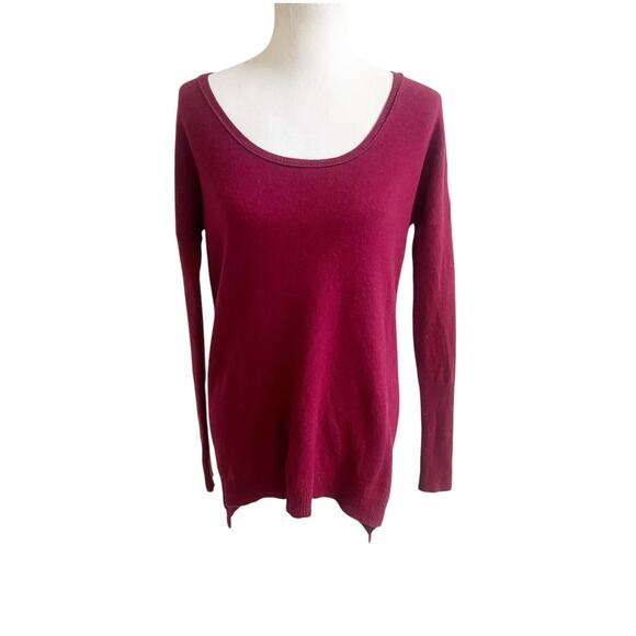 Sofia Cashmere Sweaters - Sofia 100% Cashmere Sweater Burgundy Wine Long Sleeve Size Small Scoop Neck